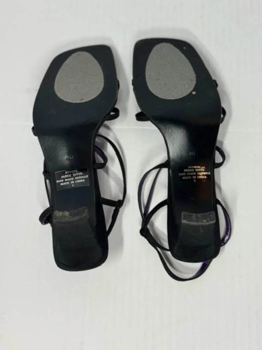 Bandolino Black Strappy Kitten Heel Sandals Square Toe Size 8 Dress Shoes